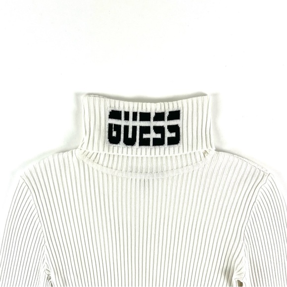 Guess Holly Logo White Turtleneck Sweater - Picture 5 of 8
